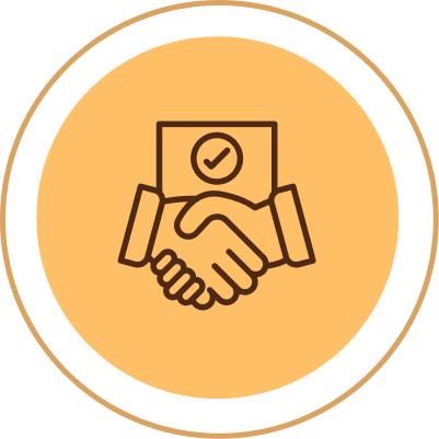 Handshake icon with checkmark